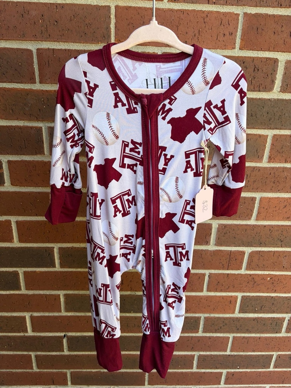 Texas A&M Baby One-Piece Footed Bamboo Romper